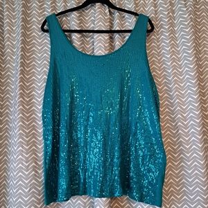 Lane Bryant Teal Sequin Tank 18/20